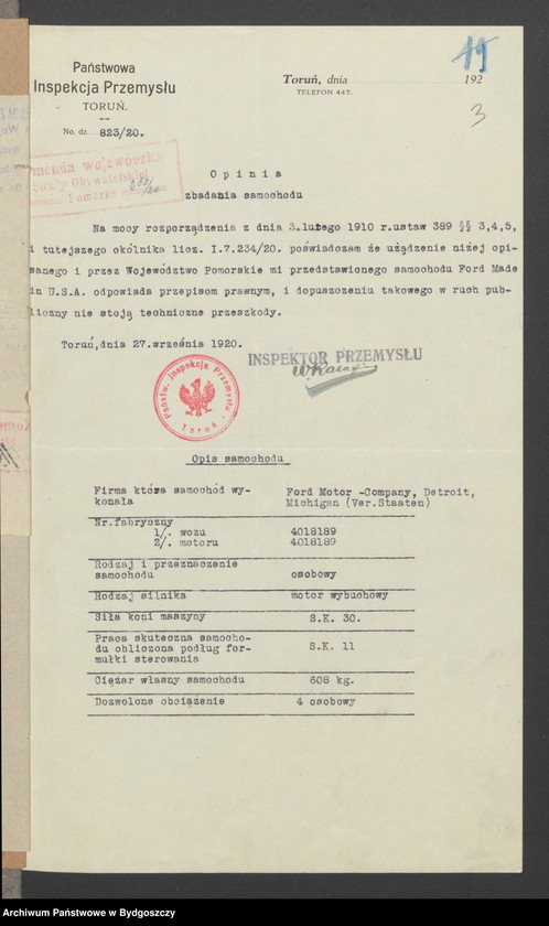 image.from.unit.number "Przydzielenie samochodu do użytku Komendy Wojew. Straży Obywatelskiej Pomorze"