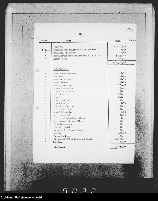 Obraz 20 z jednostki "Auszüge Aufstellungen für das Sonder-Konto"