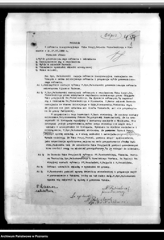 Obraz 5 z jednostki "Okólniki, zarządzenia, protokoły, rozkazy, sprawozdania, korespondencja, Komendy Powiatowe w Międzychodzie, Koninie i Wolsztynie"