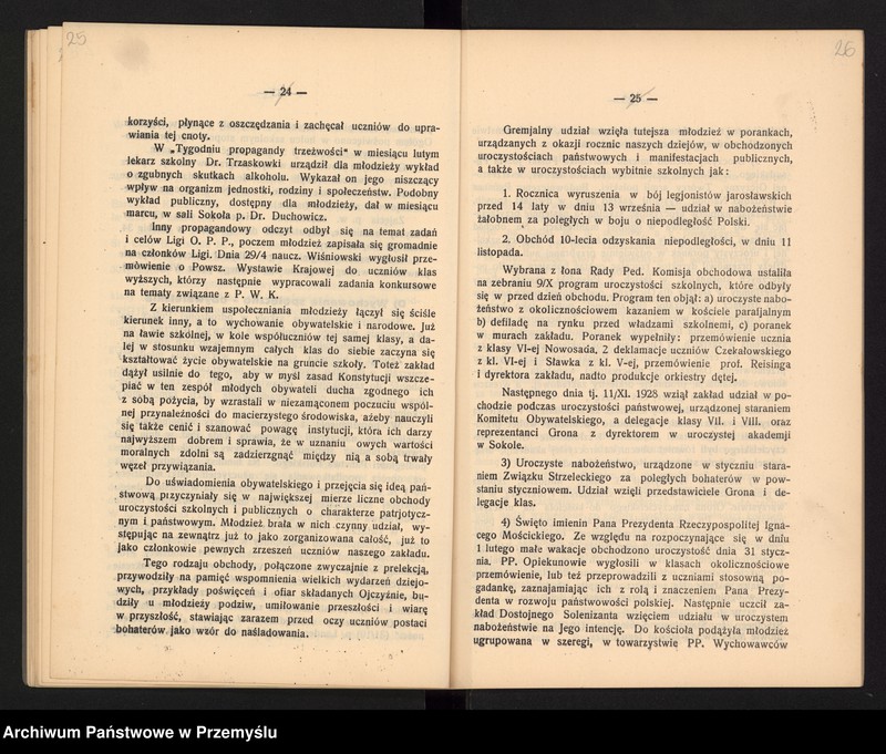 image.from.unit.number "Sprawozdanie Dyrekcji Państw[owego] Gimnazjum I w Jarosławiu za rok szkolny 1928/9"