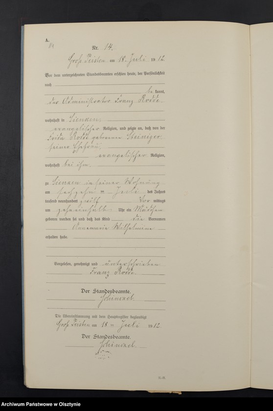 image.from.unit.number "Geburts-Neben-Register Nr 1 - 30 [Księga urodzeń- wtóropis ]"