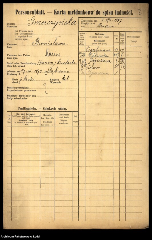 Obraz 4 z jednostki "[Spis ludności Łodzi] Gmerczyńska - Gogul"
