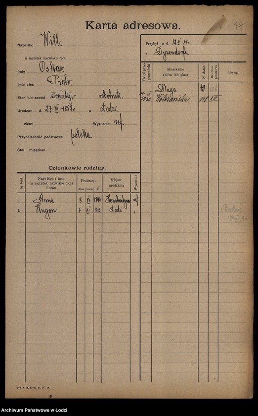 Obraz 19 z jednostki "[Spis ludności Łodzi] Wiktoszewska - Wilde"