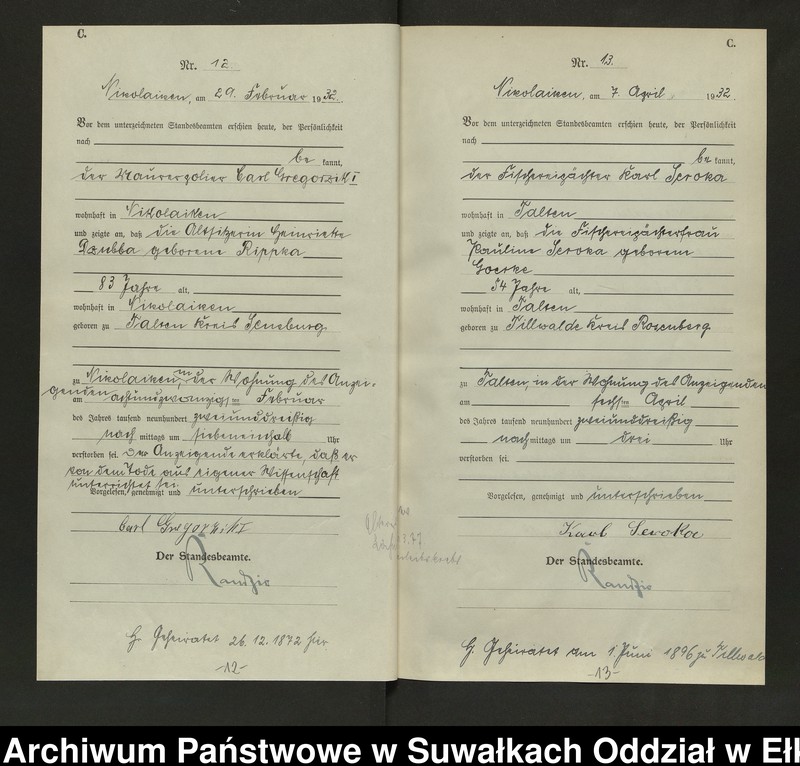 image.from.unit.number "Sterbe=Haupt=Register des Königlichen Preussischen Standes-Amtes Nikolaiken Kreis Sensburg"