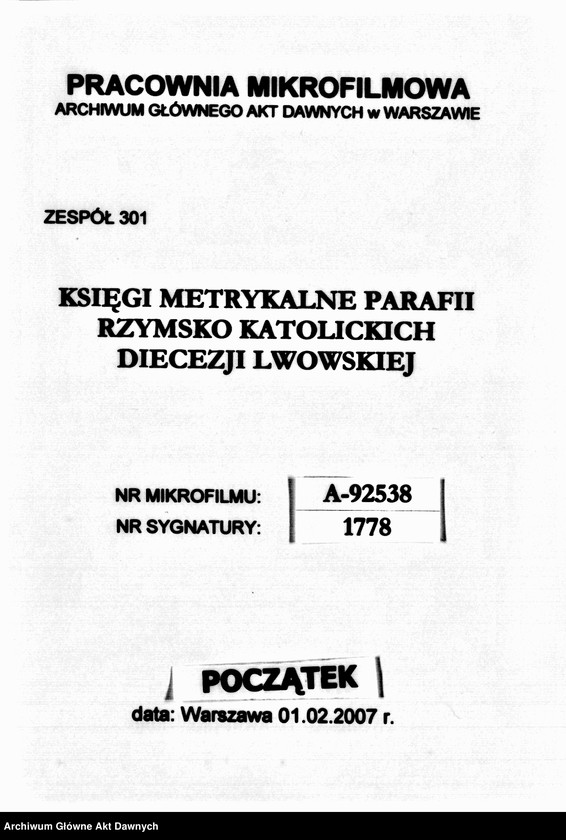image.from.unit.number "Parafia: Narajów. Dekanat: Brzeżany. Kopie z ksiąg metrykalnych zg. dla miast Narajów i Rohaczyn i wsi Huta."