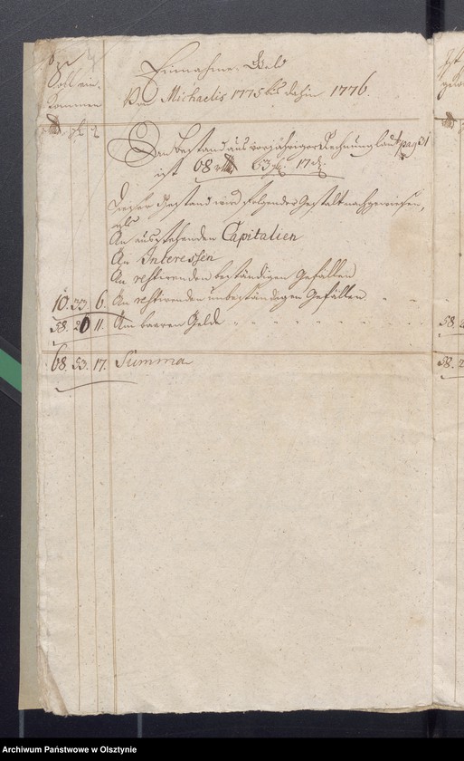 image.from.unit.number "Kobultische Kirchen Jahres Rechnung über Einnahme und Ausgabe Geld"
