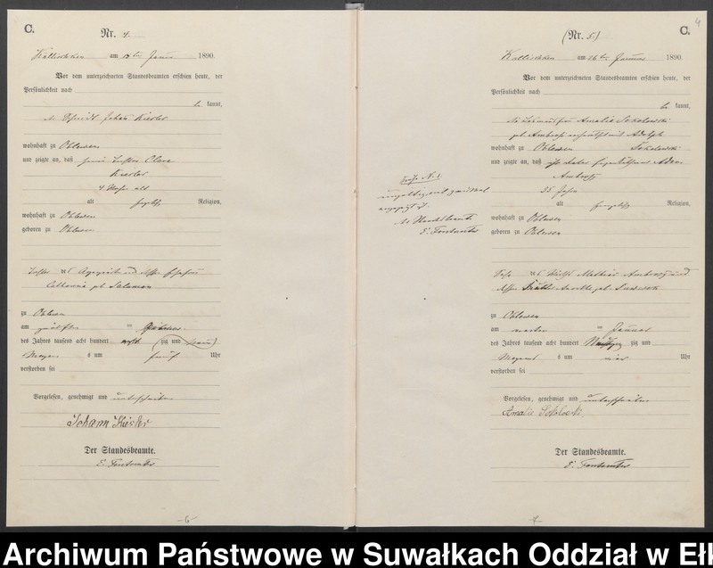 image.from.unit.number "Sterbe-Haupt-Register des Königlichen Preussischen Standes-Amtes Kallischken Kreis Johannisburg"
