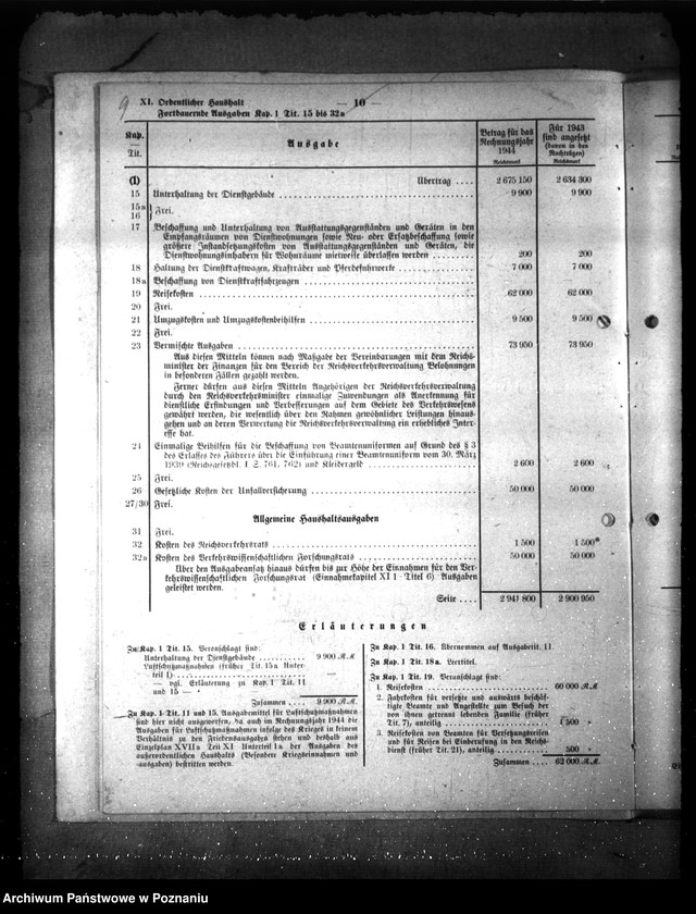 Obraz 13 z jednostki "Haushalt des Reichsverkehrsministeriums für des Rechnungsjahr 1944"