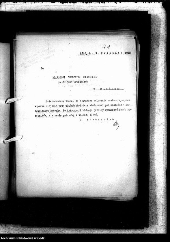 Obraz 14 z jednostki "Korespondencja Ogrodnika Miejskiego i odwrotnie"