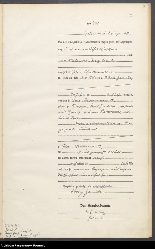 Obraz 19 z jednostki "Księga miejscowa zgonów tom II [Rejestr główny zgonów]"