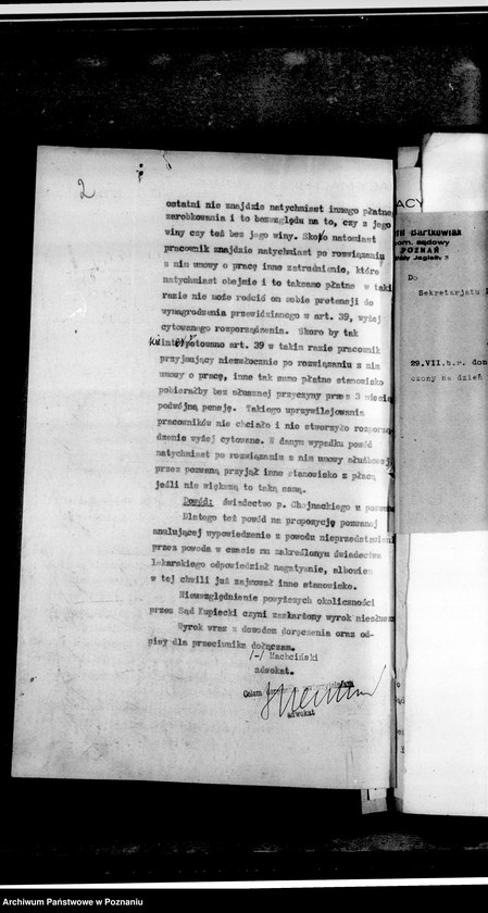 Obraz 6 z jednostki "Związek Pracowników Umysłowych - sprawa sporna L. Szuman c/a Tow. Alfa-Laval - spółka z o.o.- akta procesowe"