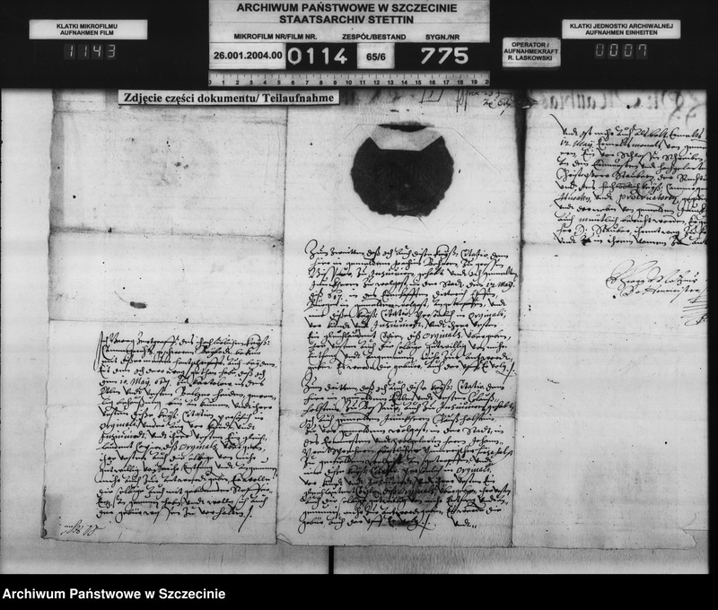 image.from.unit.number "Magnus v. Horn zu Ranzin / Joachim v. Behr zu Schlagtow, Balzer v. Heyden zu Kartlow und Klaus v. Holstein [Holste] zu Passow: Bürgerschaftsschuld, Einweisung in den Hornschen Hof. Zu Büssow."