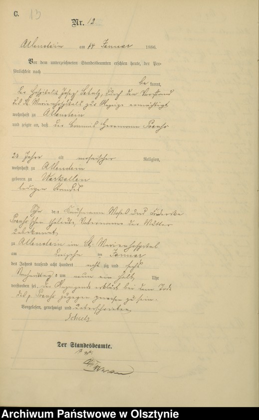 image.from.unit.number "Sterbe-Haupt-Register Tom I, Nr 1 - 254"