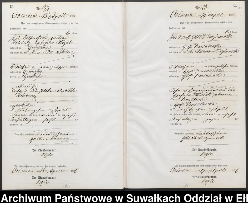 image.from.unit.number "Sterbe-Neben-Register des Preussischen Standes-Amtes Orlowen Kreis Loetzen"