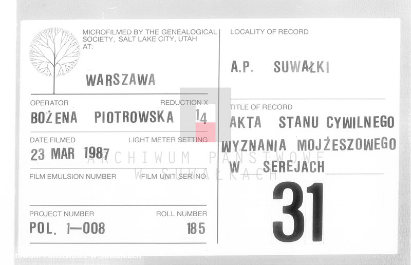 image.from.unit.number "Dokumenty k knige činovika graždanskogo sostojanija Serejskogo božničnogo Okruga o brakočetavšichsja evrejach za 1898 god      ."