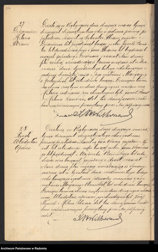 Obraz 16 z jednostki "[Duplikat akt urodzonych, zaślubionych i zmarłych parafii Przybyszew w 1919 roku]"