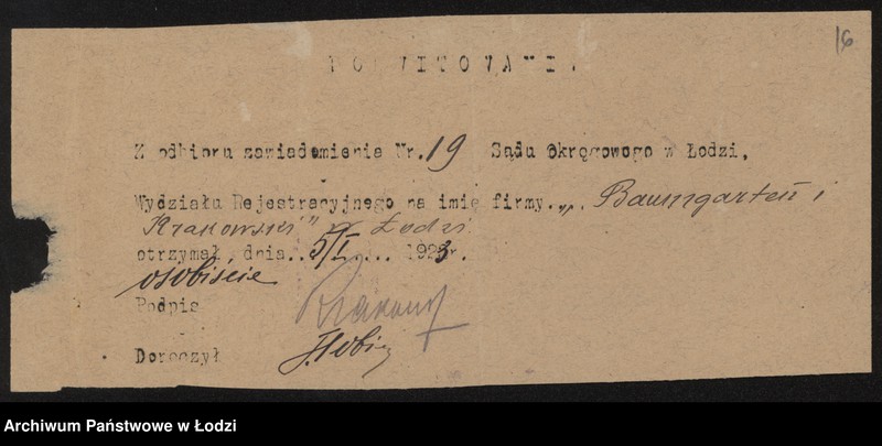 Obraz 18 z jednostki "Baumgartner i Krakowski- wykańczalnia, farbiarnia i tkalnia"