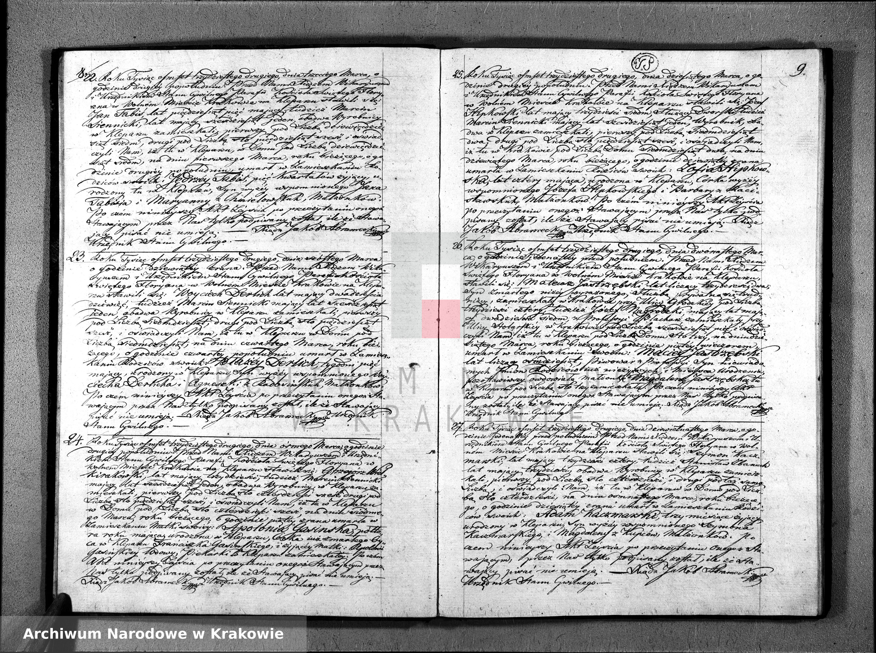 Skan z jednostki: Księga Aktów Zeyścia dla Parafii Sgo Floryana na Rok 1832gi […]
