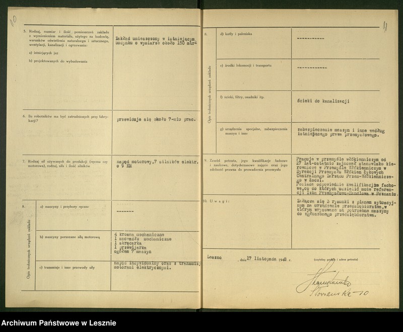 Obraz 10 z jednostki "[Przetwórnia Surowców Włókienniczych - Franciszek Nowakowski - rejestracja]"