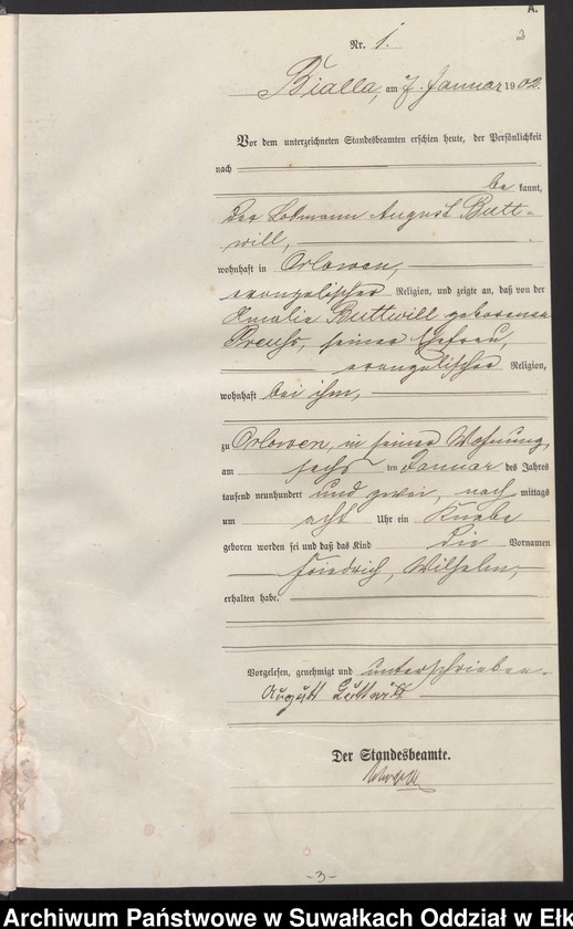 image.from.unit.number "Geburts-Haupt-Register des Königlichen Preussischen Standes-Amtes Bialla Kreis Johannisburg"