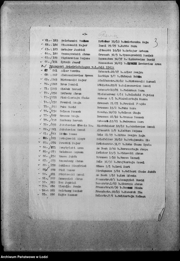 Obraz 6 z jednostki "[Pisma z Wydziału Prezydialnego, z Centralnego Więzienia i Wydziału Pracy zawiadamiające o przyjeżdżających i wyjeżdżających Żydach]"