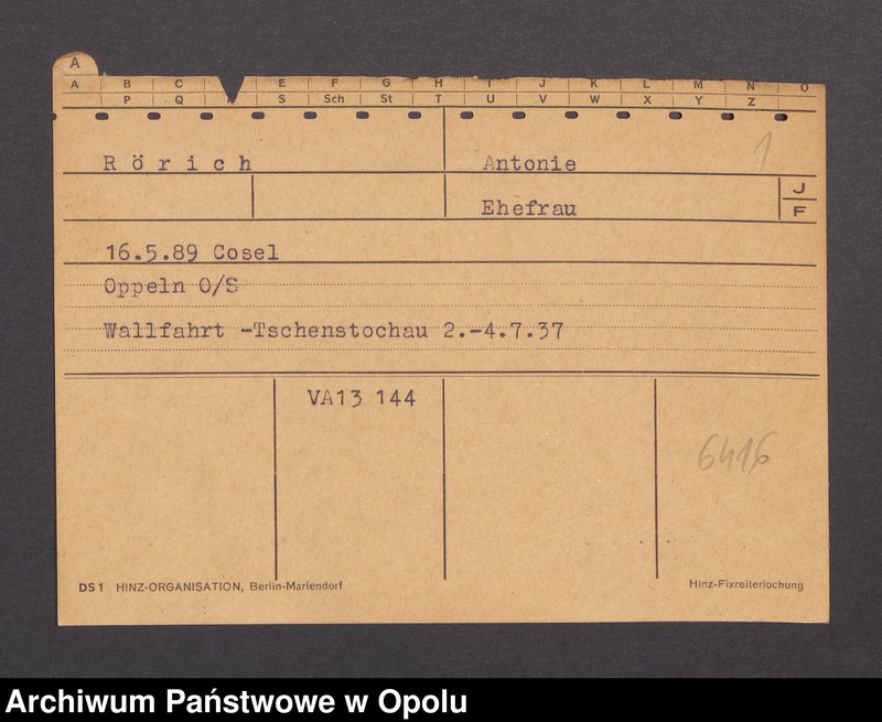 Obraz 3 z jednostki "[Rörich Antonie, ur. 16.5.1889 Cosel]"