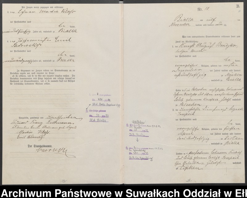 image.from.unit.number "Heiraths-Haupt-Register des Königlichen Preussischen Standes-Amtes Bialla Kreis Johannisburg"