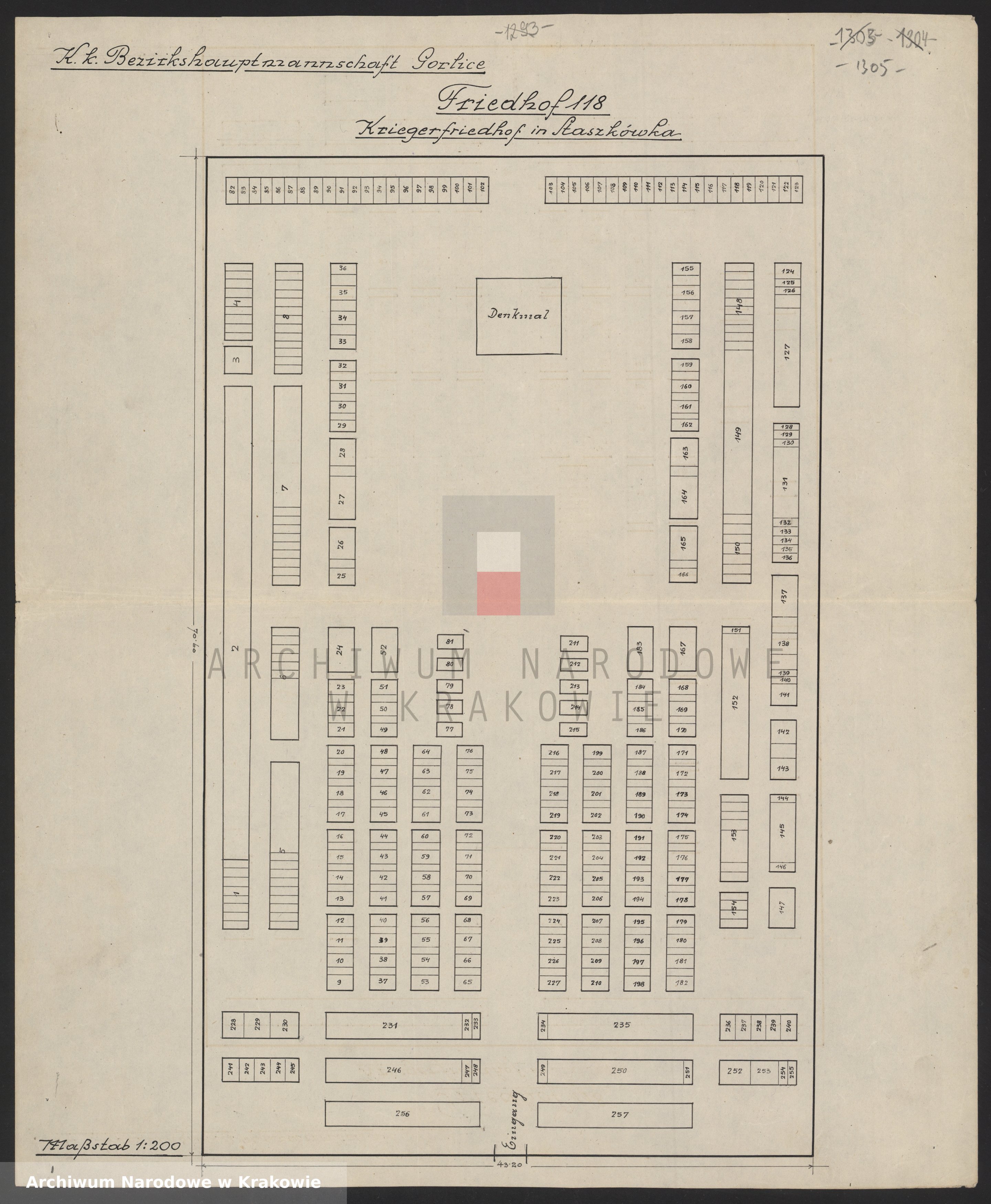 Skan z jednostki: Wykazy poległych i zmarłych żołnierzy i jeńców oraz plany cmentarzy wojennych w powiecie Gorlice, miejscowości R-S.