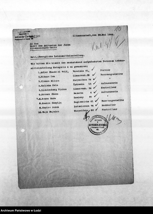 Obraz 13 z jednostki "[Korespondencja PSŻ z resortami krawieckimi w sprawie przyznania ich pracownikom dodatkowych przydziałów]"