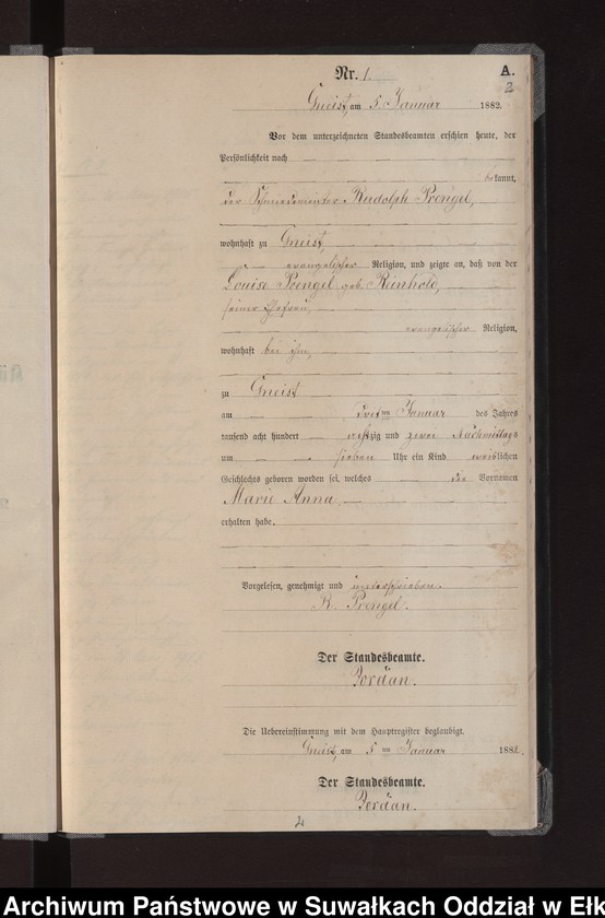 image.from.unit.number "Geburts-Neben-Register des Königlich Preussischen Standes-Amtes Gneist Kreis Loetzen"
