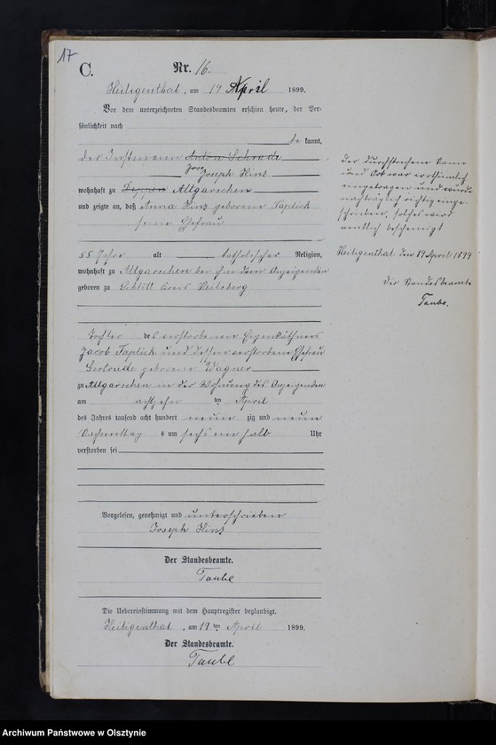 image.from.unit.number "Sterbe-Neben-Register Nr 1 - 42"