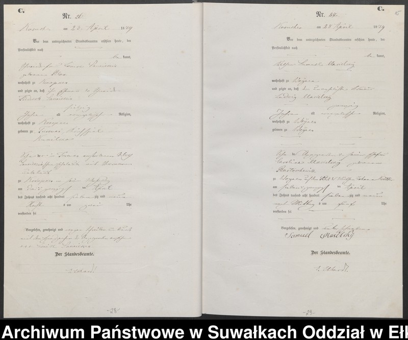 image.from.unit.number "Sterbe-Haupt-Register des Königlich Preussischen Standes-Amtes Belzonzen Kreis Johannisburg"