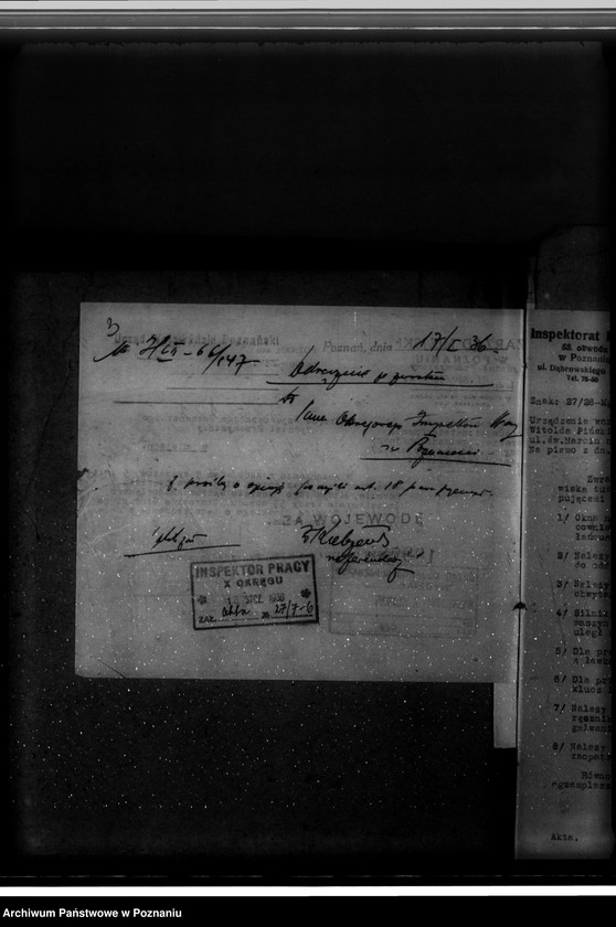 Obraz 6 z jednostki "Zatwierdzenie zakładu przemysłowego /warsztatu galwanizacyjnego/ W. Pińskiego w Poznaniu"