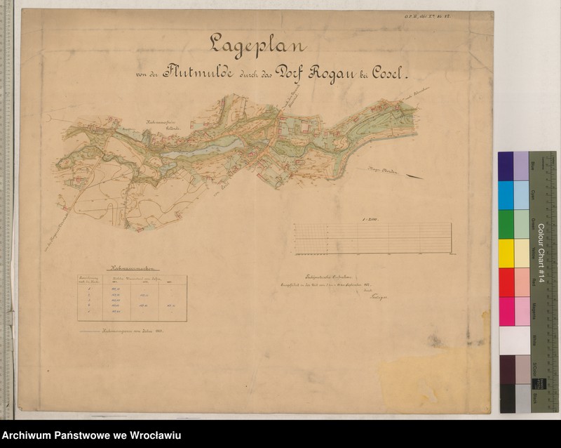 Obraz z jednostki "Lageplan von der Flutmulde durch das Dorf Rogau bei Cosel"