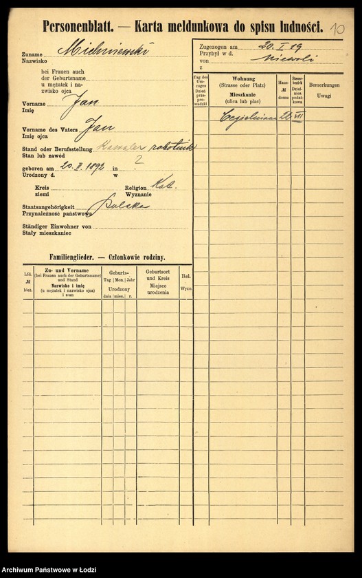 Obraz 12 z jednostki "[Spis ludności Łodzi] Michlicka - Mielczan"