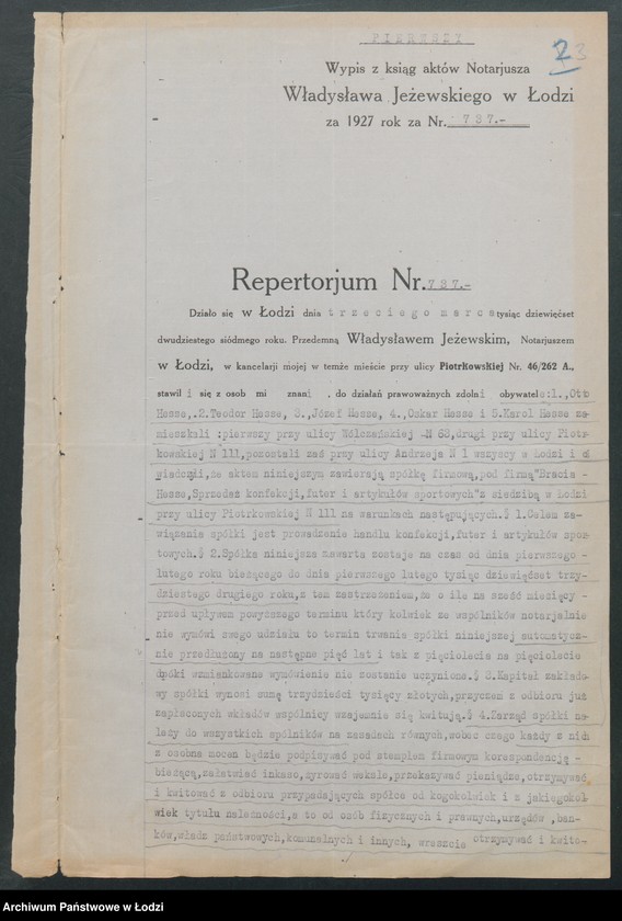 Obraz 5 z jednostki "Bracia Hesse- sprzedaż konfekcji, futer, artykułów sportowych"