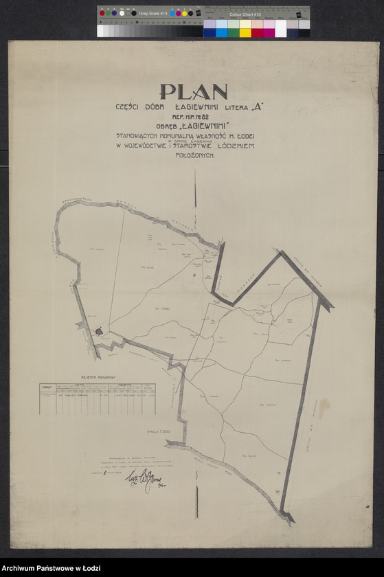 Obraz 1 z jednostki "Plan części dóbr Łagiewniki litera A, rep. hip. No 82, obręb "Łagiewniki", stanowiących komunalną własność miasta Łodzi w gminie Łagiewniki w województwie i starostwie Łódzkiem położonych"