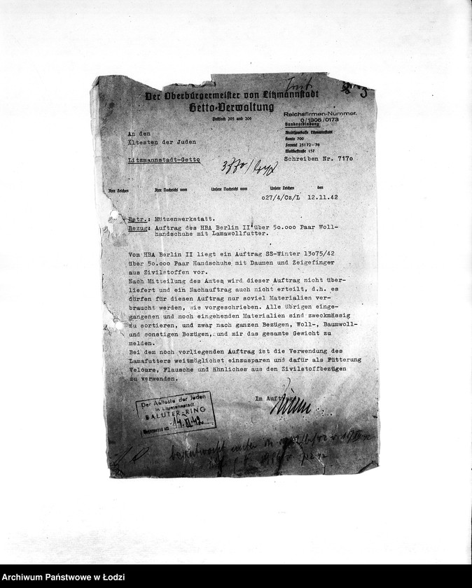 Obraz 6 z jednostki "[Resorty pracy M-P. Niemieckie zamówienia skierowane do resortów pracy, produkcja, zapotrzebowania materiałów do produkcji]"