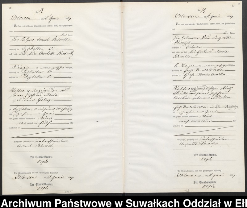 image.from.unit.number "Sterbe-Neben-Register des Preussischen Standes-Amtes Orlowen Kreis Lötzen"
