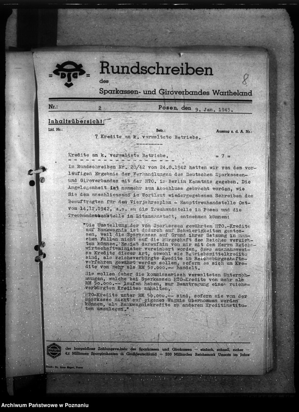 Obraz 12 z jednostki "Rundschreiben des Sparkassen- und Giroverbandes Wartheland"