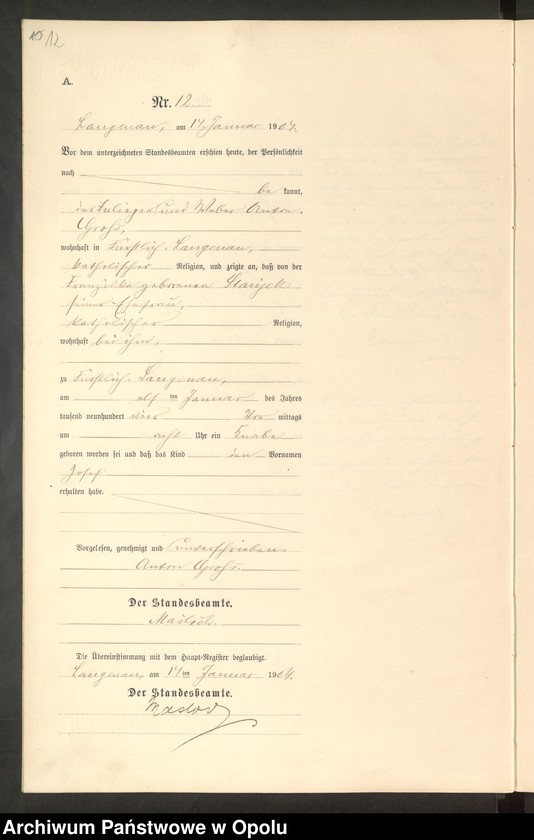 image.from.unit.number "Geburts-Neben-Register Standesamts Langenau pro 1904"
