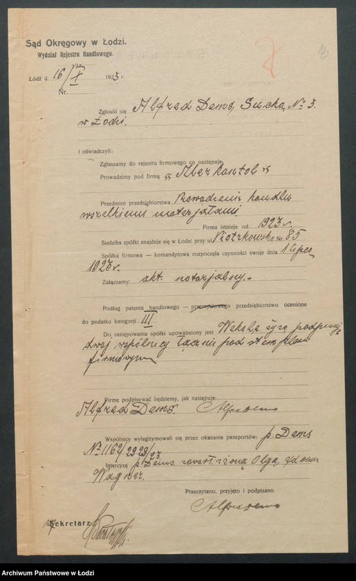 Obraz 15 z jednostki "Alfred Dems i Antoni Tomczak- handel wszelkimi towarami"