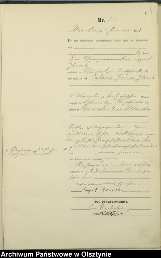 image.from.unit.number "Sterbe-Haupt-Register Tom I,Nr 1 - 394"