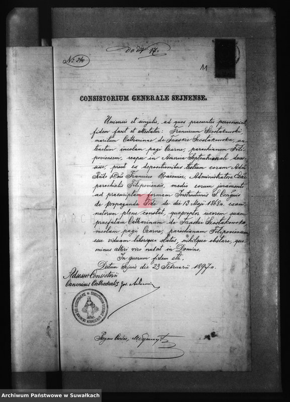 image.from.unit.number "Dokumenta do akt brakosočetavšichsja Filipovskogo Rimsko Katoličeskogo Prichoda za 1897 god"