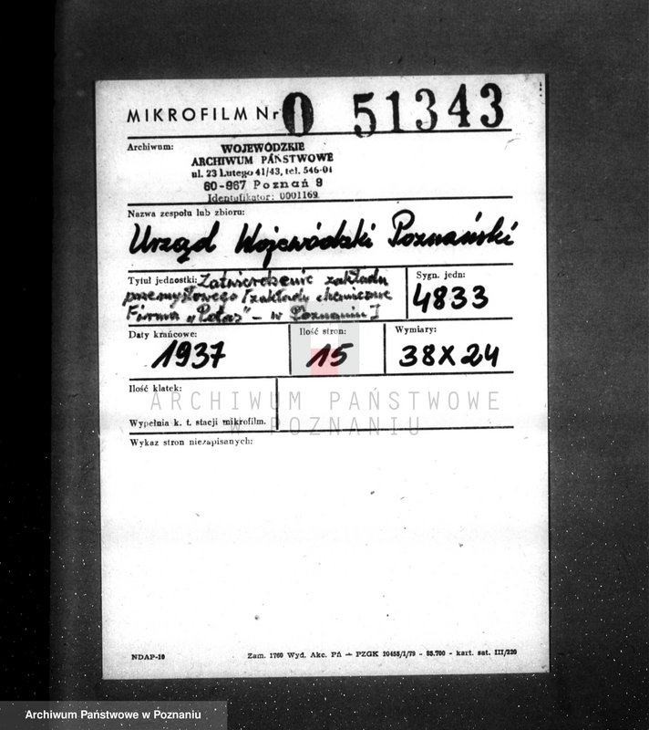 image.from.unit.number "Zatwierdzenie zakładu przemysłowego /zakłady chemiczne Firma Potas w Poznaniu/"