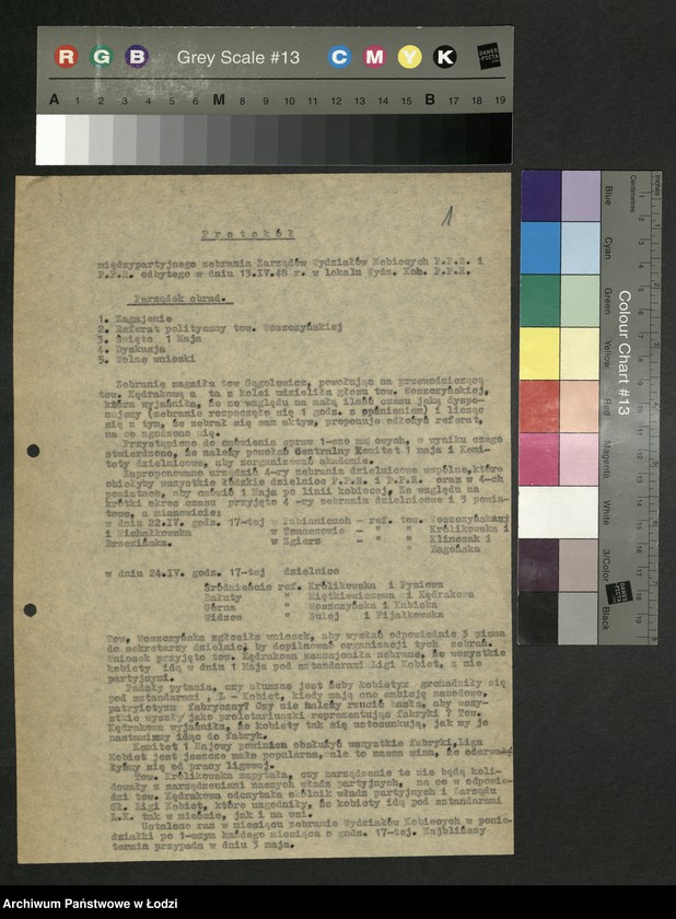 Obraz 2 z jednostki "Protokół posiedzenia wydziałów kobiecych Komitetu Wojewódzkiego Polskiej Partii Robotniczej i Wojewódzkiego Komitetu Polskiej Partii Socjalistycznej"