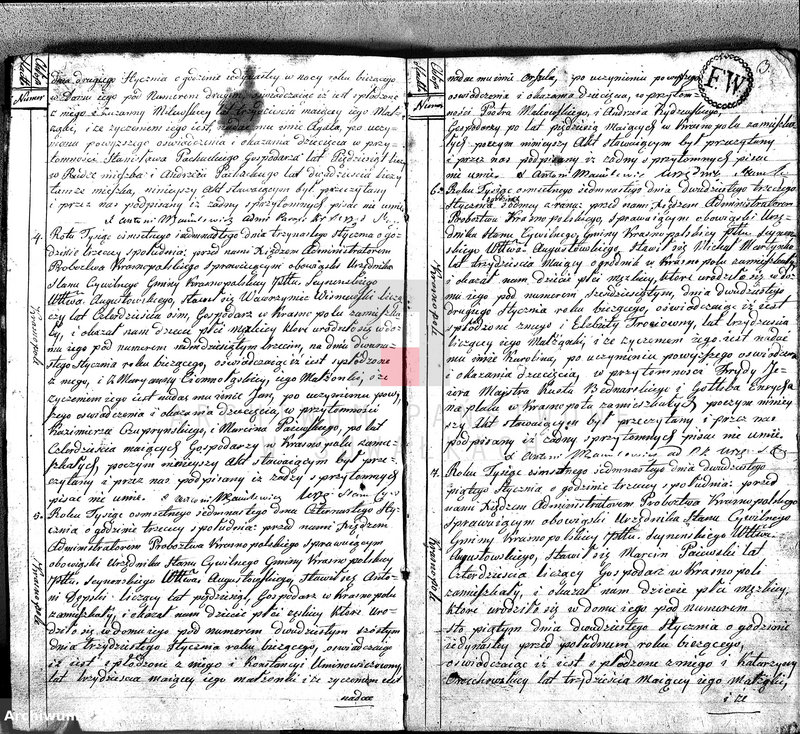 image.from.unit.number "Akta Cywilne Urodzonych Gminy Krasnopolskiey Pttu Seyneńskiego Województwa Augstowskiego Roku 1817."