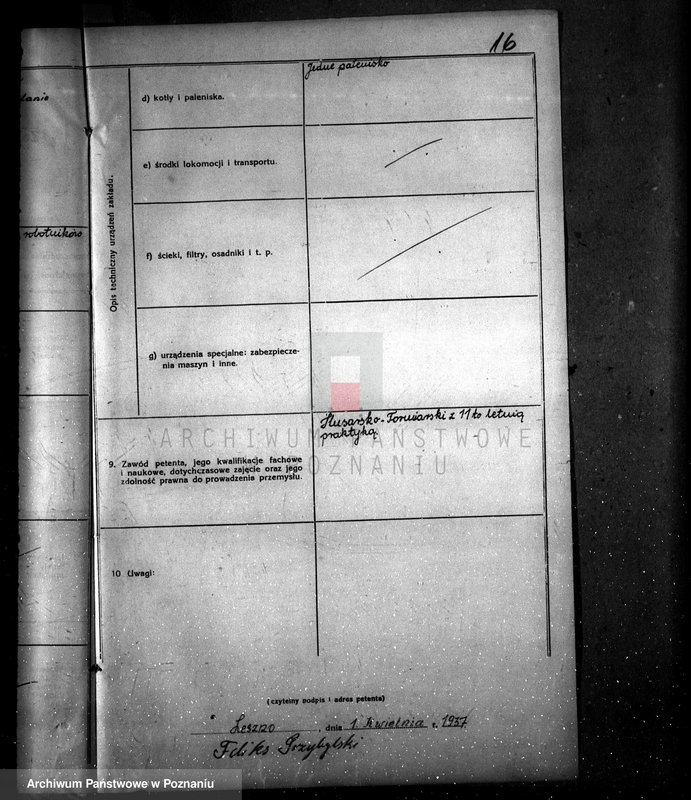 Obraz 20 z jednostki "Zatwierdzenie zakładu przemysłowego /odlewni metalu/ F. Przybylskiego w Lesznie"