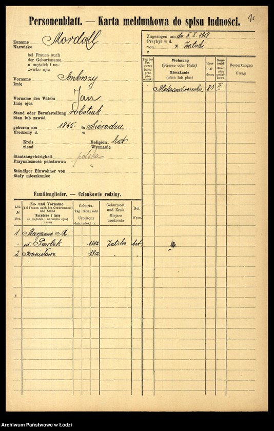 Obraz 18 z jednostki "[Spis ludności Łodzi] Morberger - Morgenweg"