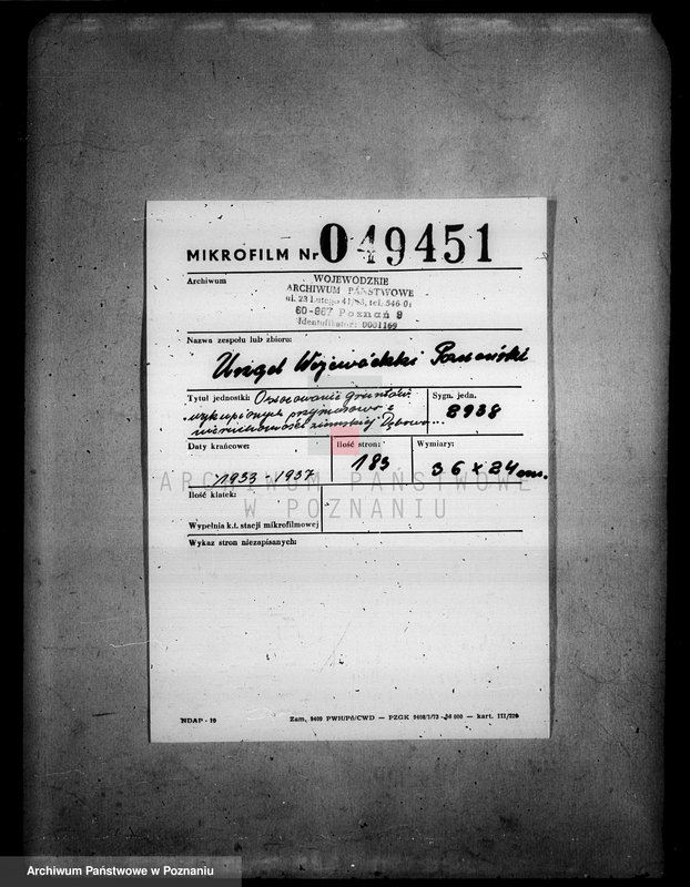 Obraz 2 z jednostki "Oszacowanie gruntów wykupionych przymusowo z nieruchomości ziemskiej Dębowo powiatu wyrzyskiego"